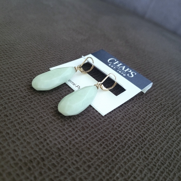 Chaps Teardrop💧 Shaped Unpolished Green💚 Angelite😇 Earrings - Picture 13 of 15